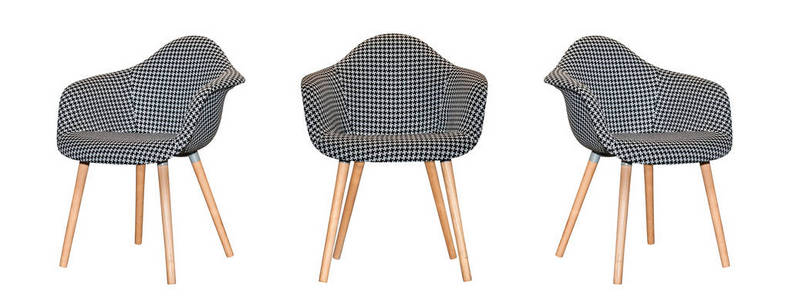 现代纺织椅子在孤立的黑白棋图案
