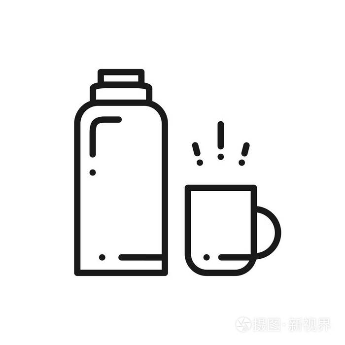 热水瓶线图标.真空瓶.热水