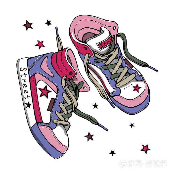 一双运动鞋矢量色彩写生插画-正版商用图片0nbr4r-摄图新视界