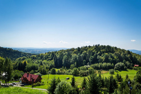 Bieszczady 山脉的绿色丘陵, 波兰