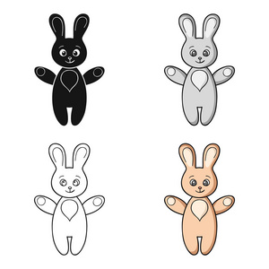 兔子玩具在白色背景上孤立的卡通风格的图标。婴儿出生的象征股票矢量图