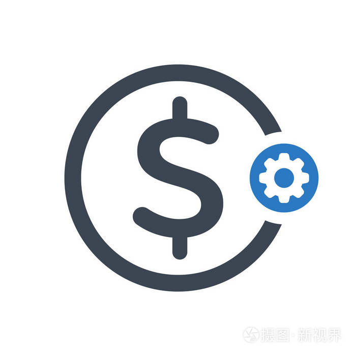 带有设置符号的财务图标.财务图标和自定义 设置 管理 处理符号