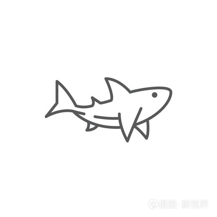 鲨鱼线可编辑像素完美图标在白色背景下隔离