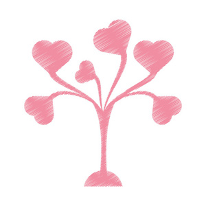 绘制粉红树树叶形状的心可爱图片