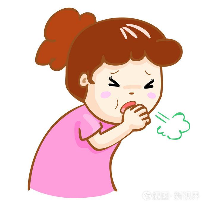 咳嗽的女人卡通矢量图