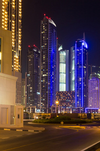 晚上迪拜城市景观