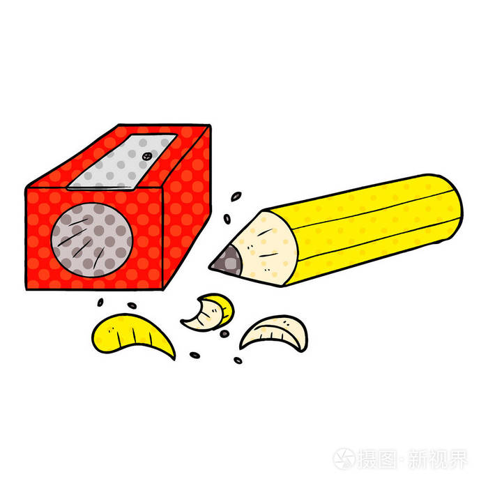 卡通铅笔和削刀