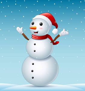 快乐圣诞雪人和降雪