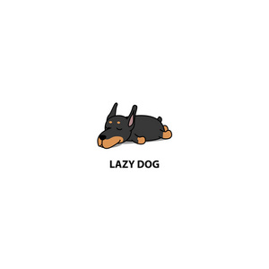 懒狗, 可爱的猎犬短毛猎犬睡眠图标, 矢量插图