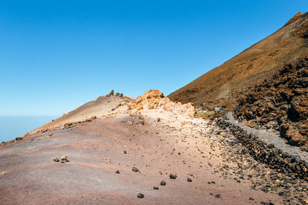 西班牙特内里费岛 teide 顶端的山路