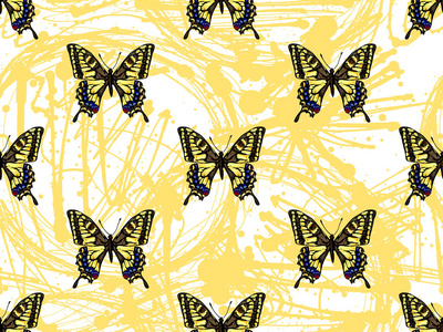 蝴蝶.蝴蝶的无缝模式。无穷多彩的纹理矢量背景。完美的墙纸, 图案填充, 网页背景, 表面纹理, 纺织品