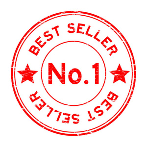 Grunge 红色号 1 畅销书圆白色背景上的橡皮戳