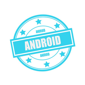 Android 的白色戳文本上的圆圈在蓝色背景和星