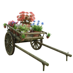 木制推车和花盆