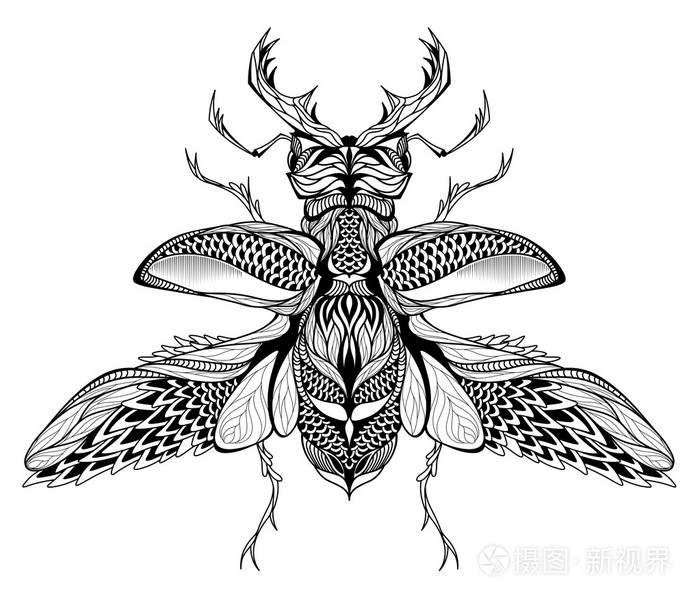 鹿甲虫纹身. 迷幻药插画-正版商用图片0nfq0b-摄图新