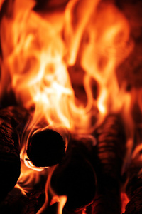 关于燃木壁炉里的火焰图片