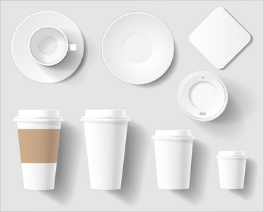 一组空白咖啡品牌杯