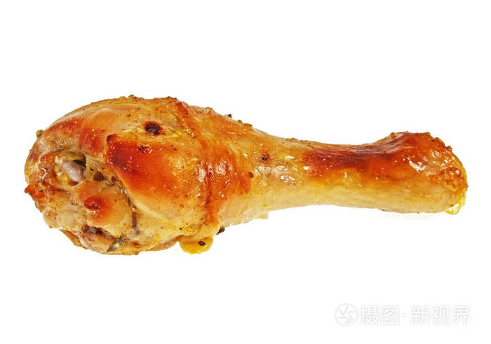 在白色背景上的烤的鸡腿照片-正版商用图片0nh2s3-摄图新视界