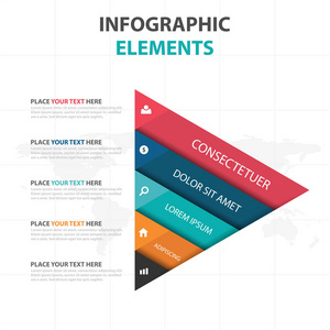 抽象多彩三角业务时间线图表元素，演示文稿模板平面设计矢量图的网页设计营销广告