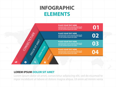 抽象多彩三角业务时间线图表元素，演示文稿模板平面设计矢量图的网页设计营销广告