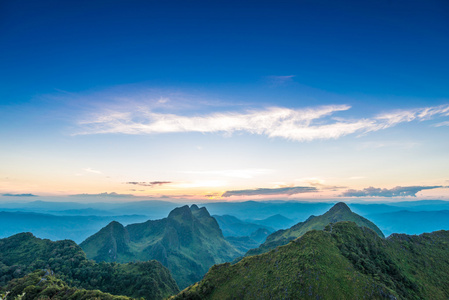 多姿多彩的夏天景观亚高山在日落