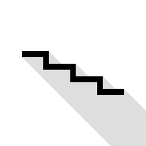 楼梯下的标志。与平面样式阴影路径的黑色图标