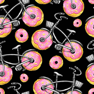 模式与甜甜圈轮子的自行车