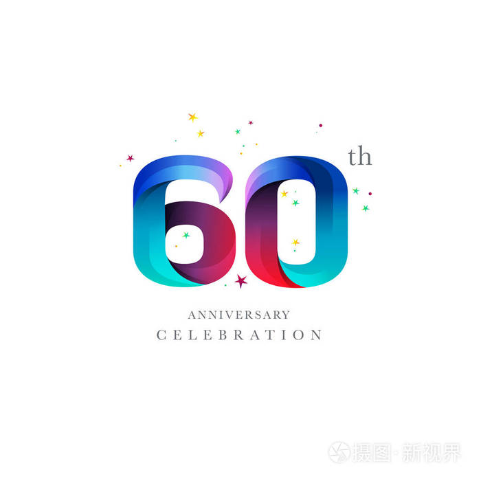 第六十周年纪念标志设计60号图标矢量模板
