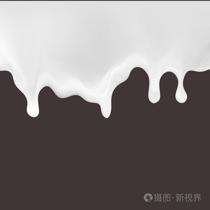 滴白色的牛奶奶油油漆rdark背上矢量图