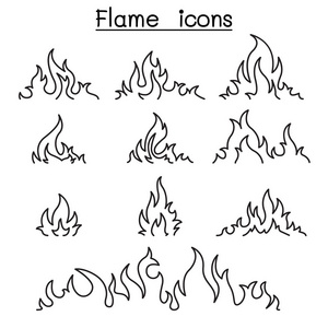 火焰和火焰图标以细线样式设置