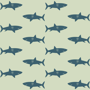 鲨鱼背景无缝纹理棋盘图案蓝色