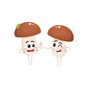两个蘑菇字符，一眨眼，另一个看起来两手叉腰