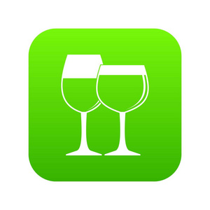 两杯葡萄酒图标数字绿色