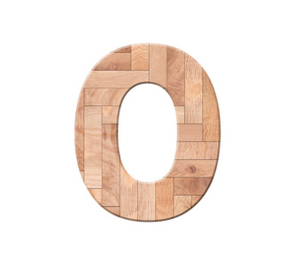 木镶木地板字母表字母符号O.分离在白色背景上