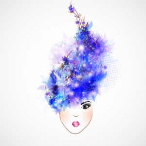抽象的蓝头发的女人