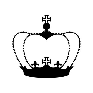 矢量设置白色上的黑色皇冠图标