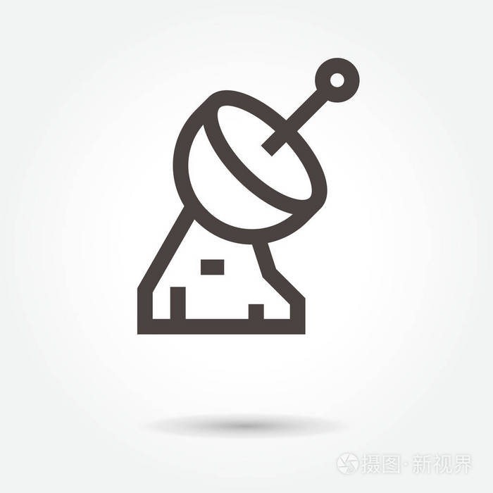 卫星电视图标.标志设计矢量.插图.在白色的坝上