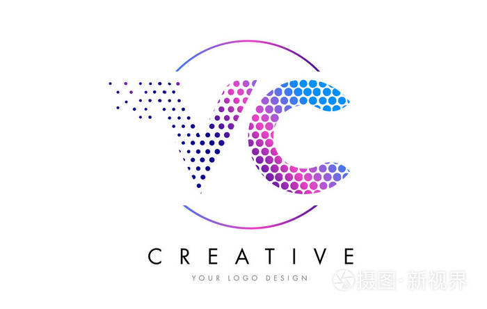 vcvc粉色洋红色点缀泡沫字母标志设计矢量