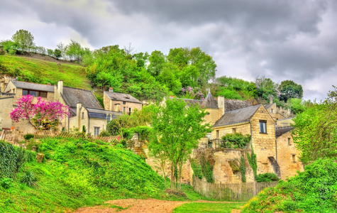 在城堡 de Montsoreau 在法国卢瓦尔河畔景观