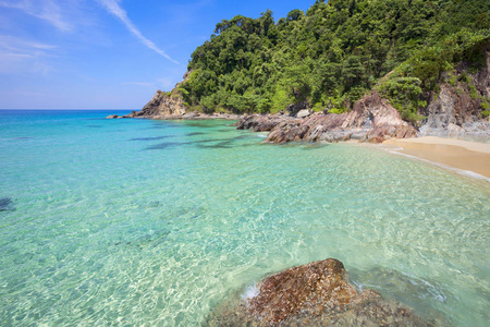 岩石 美丽的海滩和天空 自然背景海景房