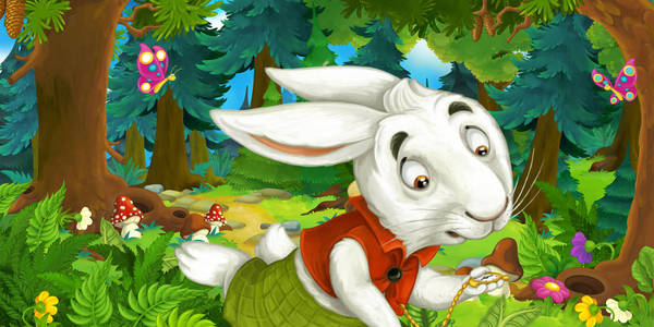 卡通兔子奔跑的场景