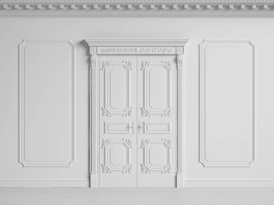 经典的内墙檐口和成型。门装饰。数字插图. 3 d 渲染