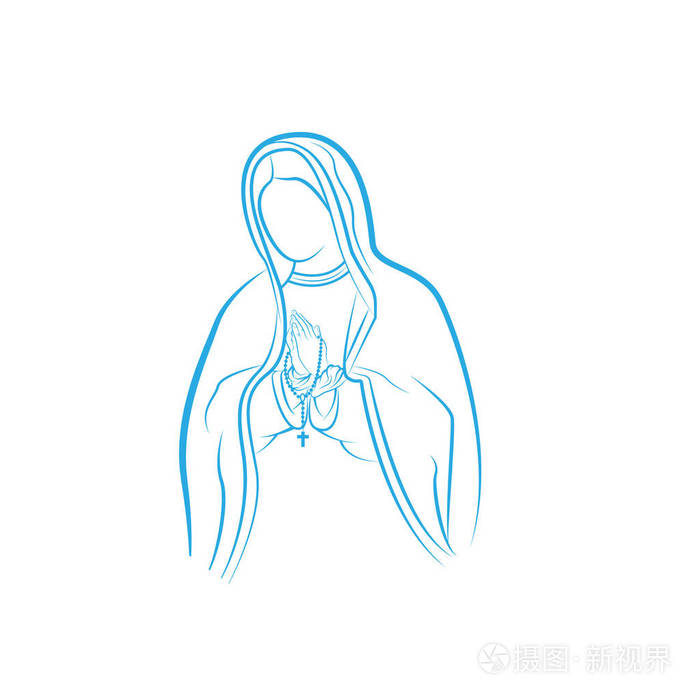 我们的路德夫人 圣母玛利亚标志矢量设计模板