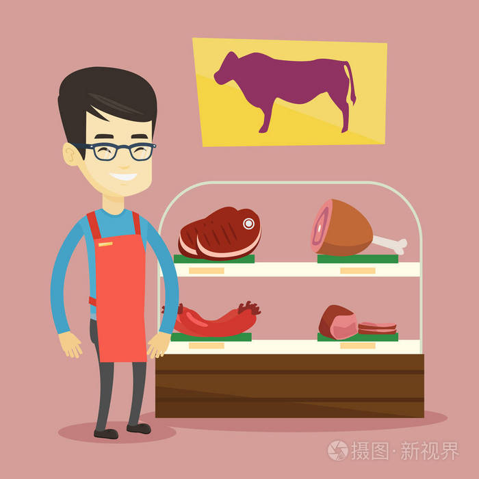 提供butchershop 新鲜的肉的屠夫