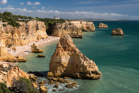 普拉亚 da Marinha，阿尔加维，葡萄牙