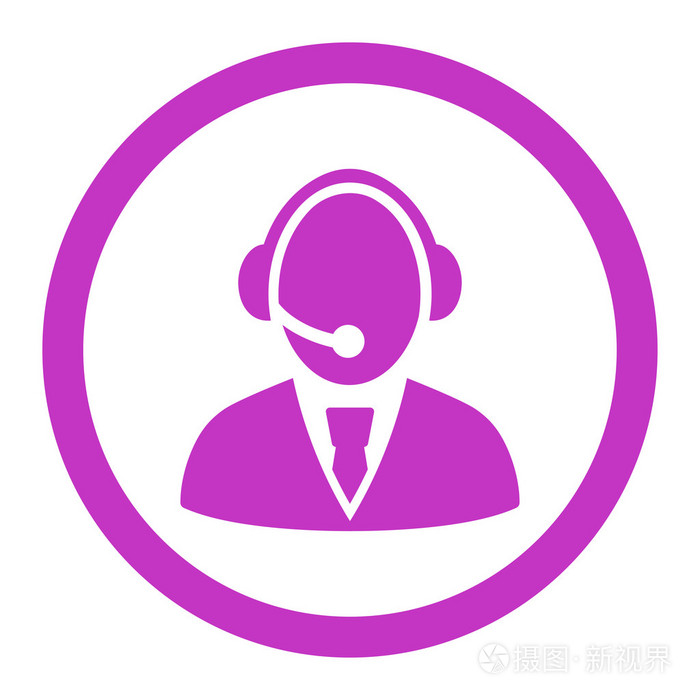 呼叫中心工人圆形的矢量图标