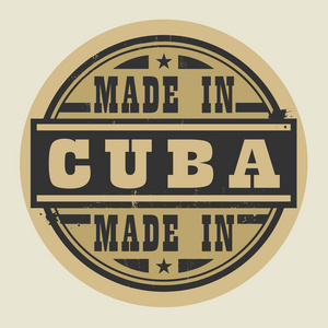 抽象的邮票或带有文本在古巴制造的标签