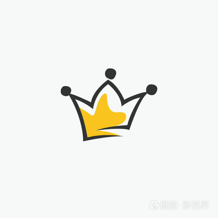 插画 艺术 图形现代主义元素手工绘制.皇家黄金皇冠.