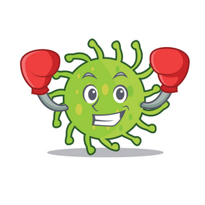 拳击绿色细菌卡通人物