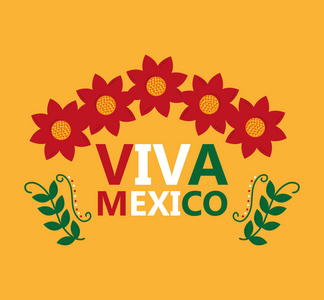 墨西哥万岁花叶装饰庆典